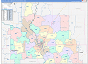 Sioux City Metro Area Wall Map Color Cast Style